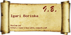 Igari Boriska névjegykártya